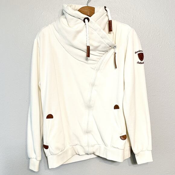 High Camp Outfitters Breckenridge CO Chunky White Zip Sweatshirt women's large - Picture 1 of 15